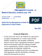 Health Service MGT Course To MLS 3rd Year