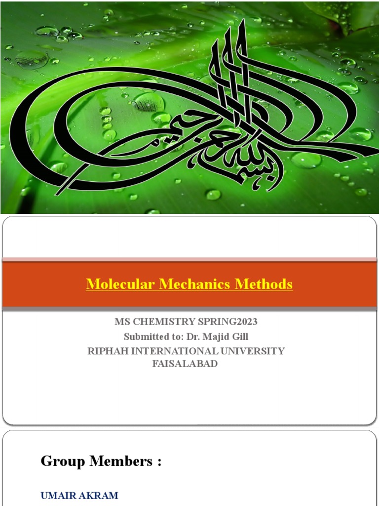 MM Presentation PDF Force Field (Chemistry) Computational Chemistry