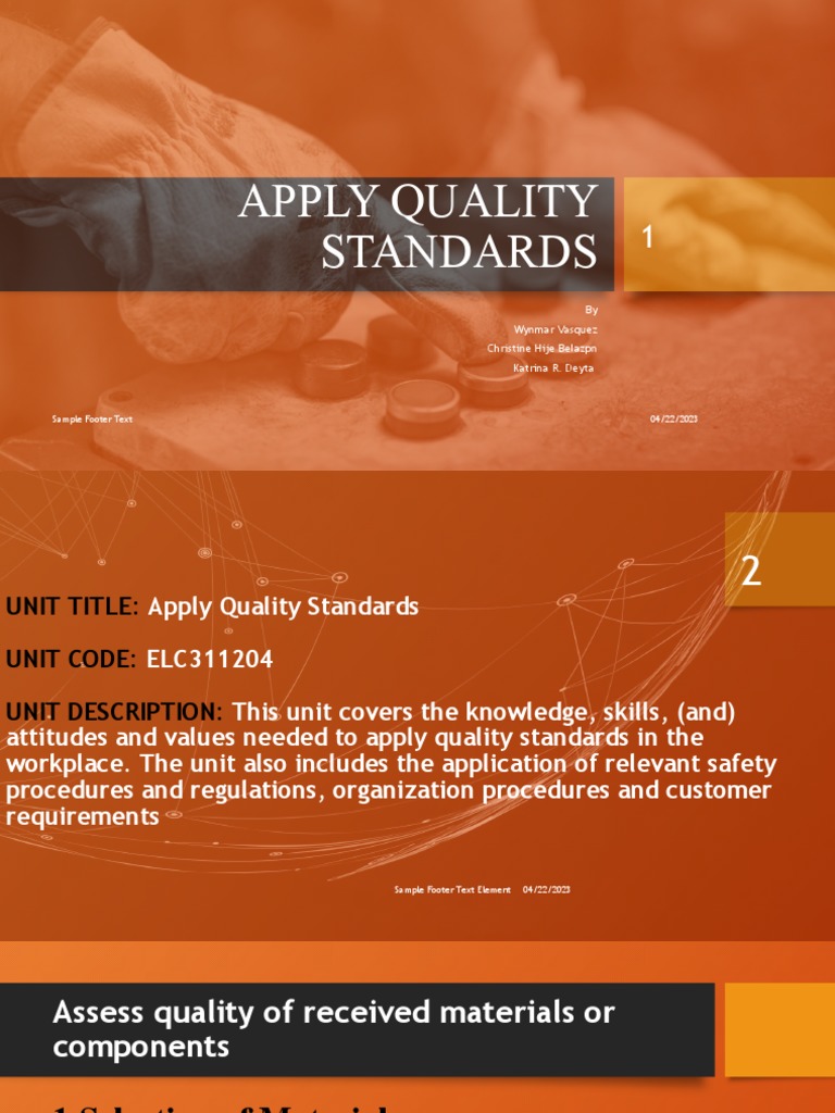 Applying Quality Standards in the Workplace | PDF | Data Analysis ...