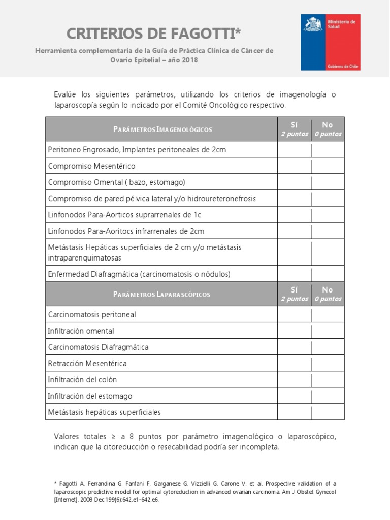 Criterios de Fagotti en Cáncer de Ovario | PDF