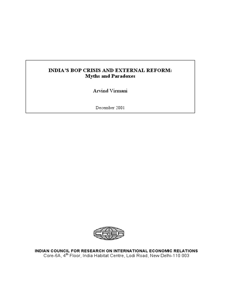 India's Balance of Payments Crisis and External Reforms Analyzing the