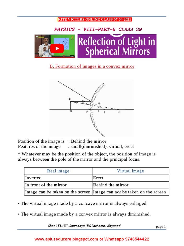 Image Formation in Convex Mirrors | PDF | Mirror | Glass Engineering ...