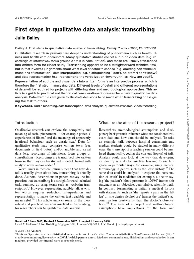 8 First Steps in Qualitative Data Analysis - Transcribing | Download ...