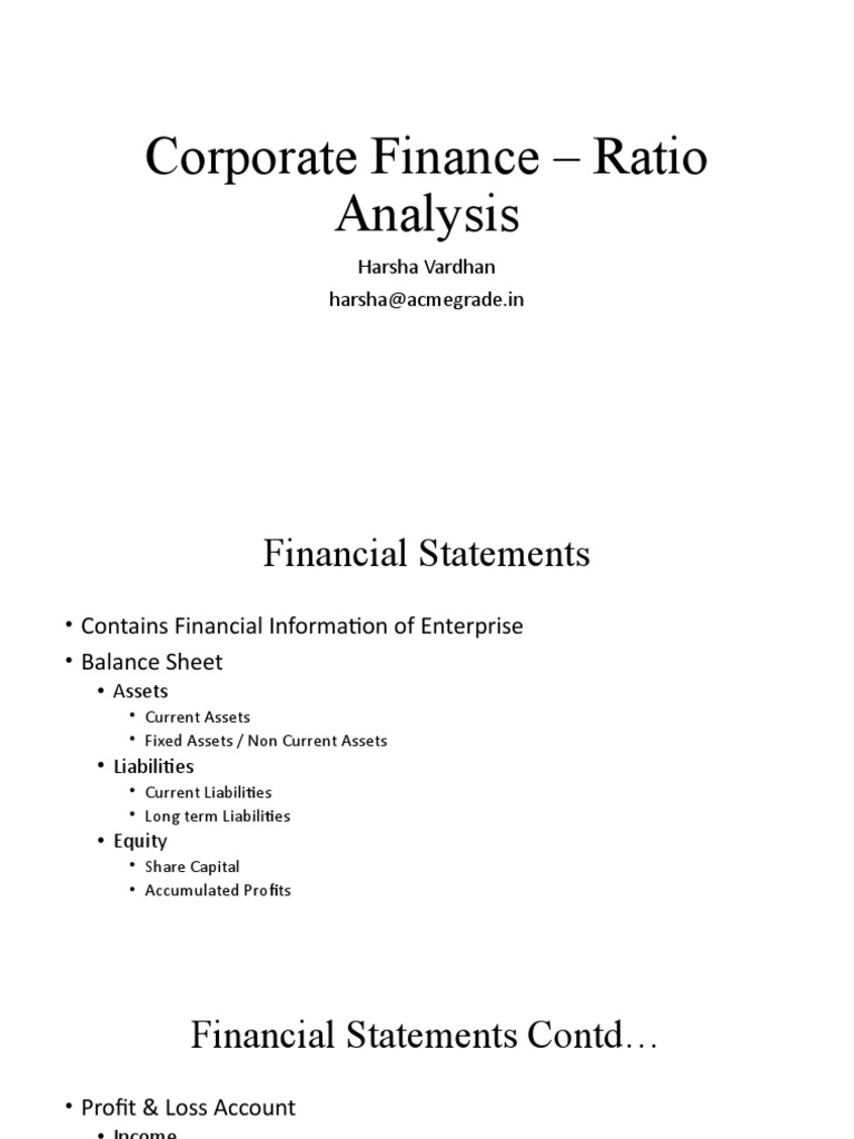 Corporate Finance Ratio Analysis | PDF
