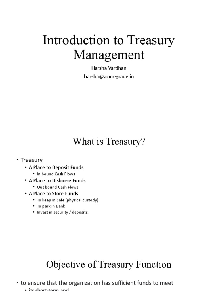 Treasury Management Overview | PDF | Banks | Market Liquidity