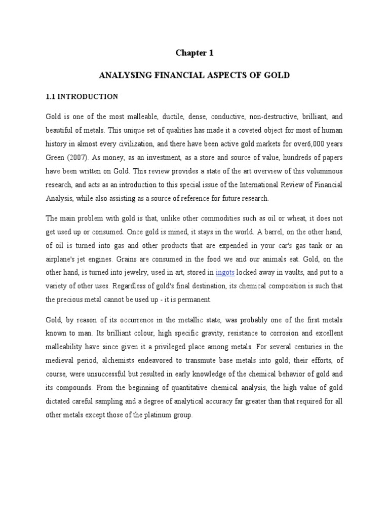 Analysing financial aspects of gold 21 pdf inflation gold