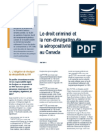 Le Droit Criminel Et La Non-Divulgation de La Séropositivité Au VIH Au Canada