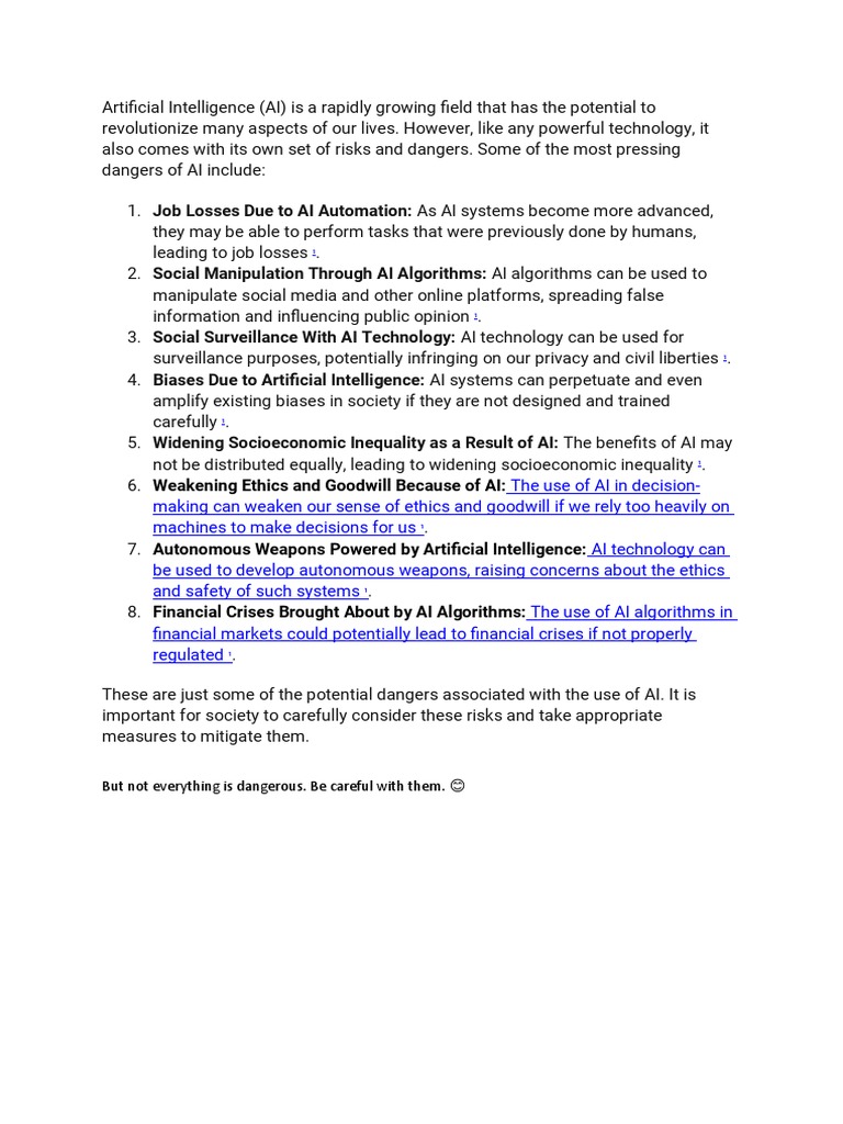 Dangers of AI Tools | PDF