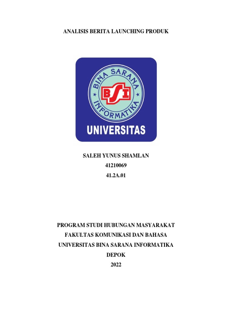 Saleh Yunus Shamlan Analisis Berita Launching Produk | PDF
