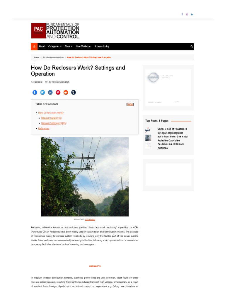 How Do Reclosers Work Settings and Operation PAC Basics PDF