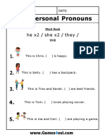 Personal Pronoun Worksheet 3