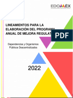 Lineamientos para El Programa Anual de Mejora Regulatoria 2022