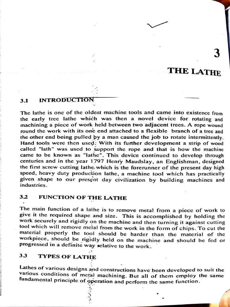 Lathe Machine Pdf Machining Mechanical Engineering