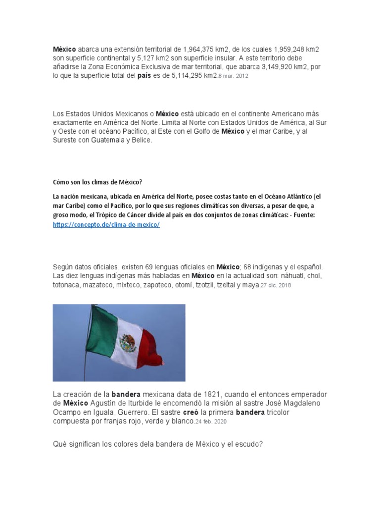 Caracteristicas Generales Del Pais de Mexico | PDF | México | Américas