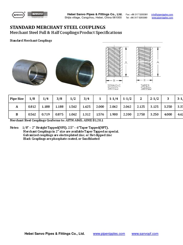 Astm A865 Merchant Steel Coupling PDF Pipe (Fluid Conveyance