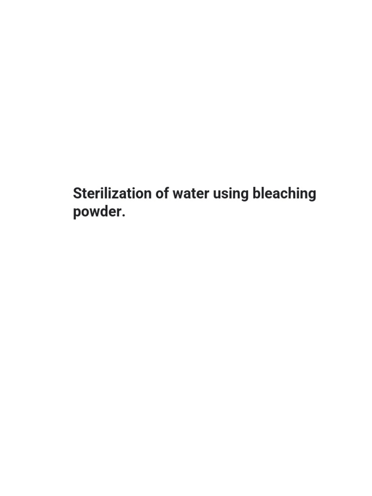 Chemistry Project PDF Water Purification Bleach