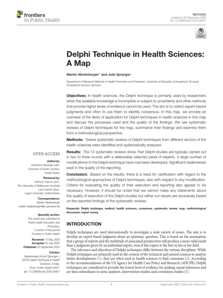 Delphi Technique in Health Sciences - A Map | PDF | Methodology ...