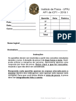 IF/UFRJ AP1 de Introdução às Ciências Físicas I