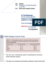 Dr. Paul Mushonga: Course Title: Inorganic Systems and Metal Clusters