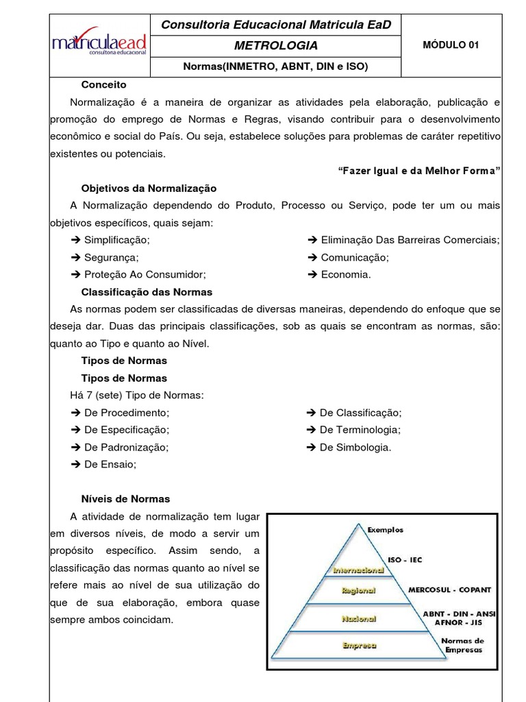 02 Normas INMETRO ABNT DIN ISO | Download grátis PDF | Metrologia ...