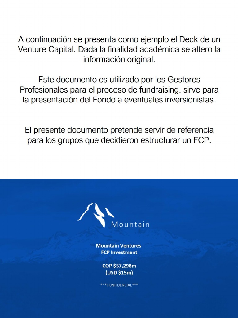 Deck Fondo de Venture Capital | PDF
