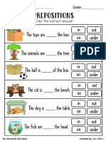 Prepositions worksheet with answers