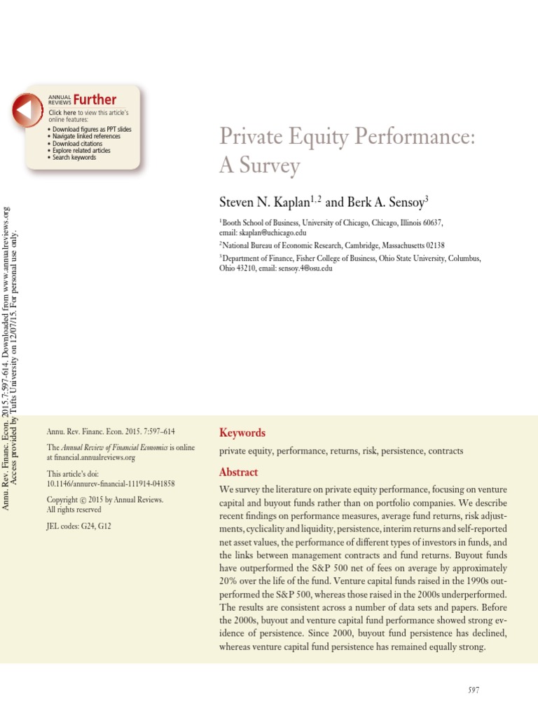 Private Equity Performance: A Survey: Further | PDF