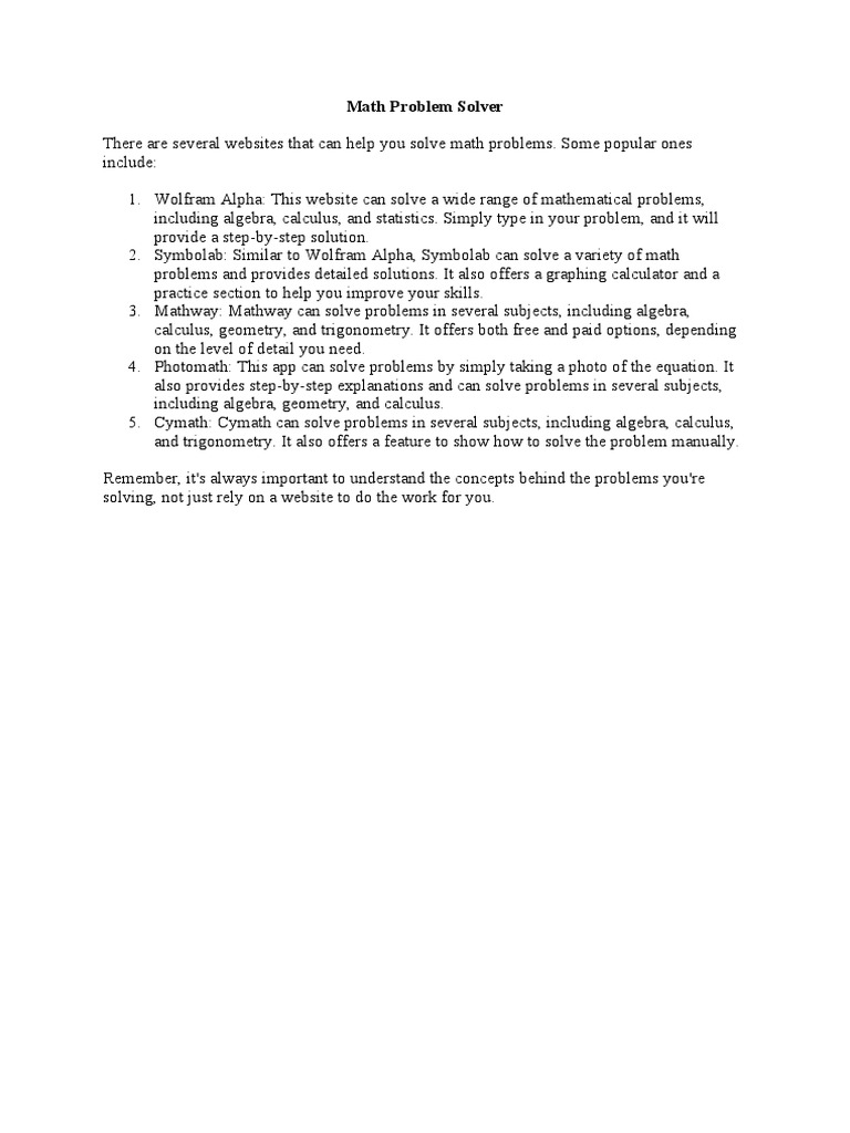 Math Problem Solver | PDF