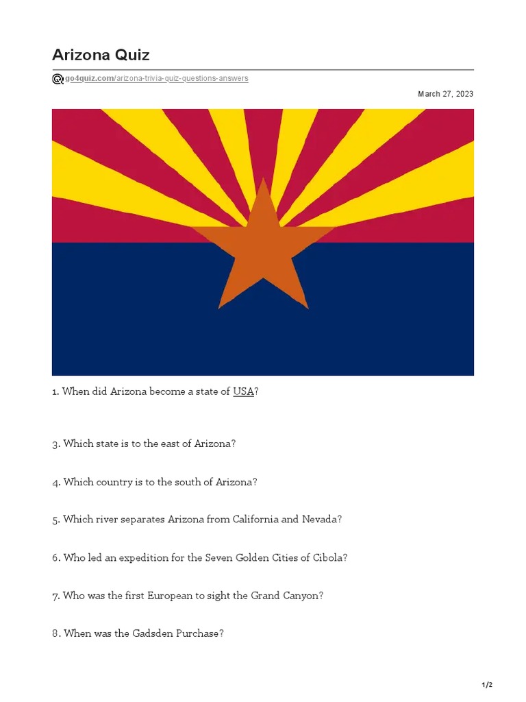 Arizona Quiz PDF
