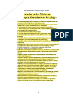 Incumbencias de Los Títulos de Psicólogo y Licenciado en Psicología