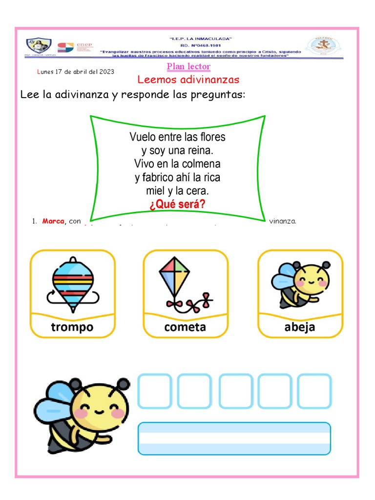 Adivinanzas para Primer Grado | PDF | Artes del Lenguaje y Comunicación ...