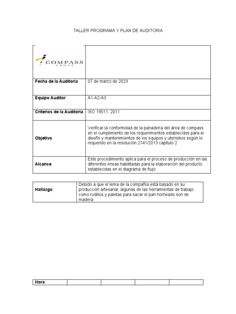 Taller Programa y Plan de Auditoria | PDF | Auditoría | Análisis de ...