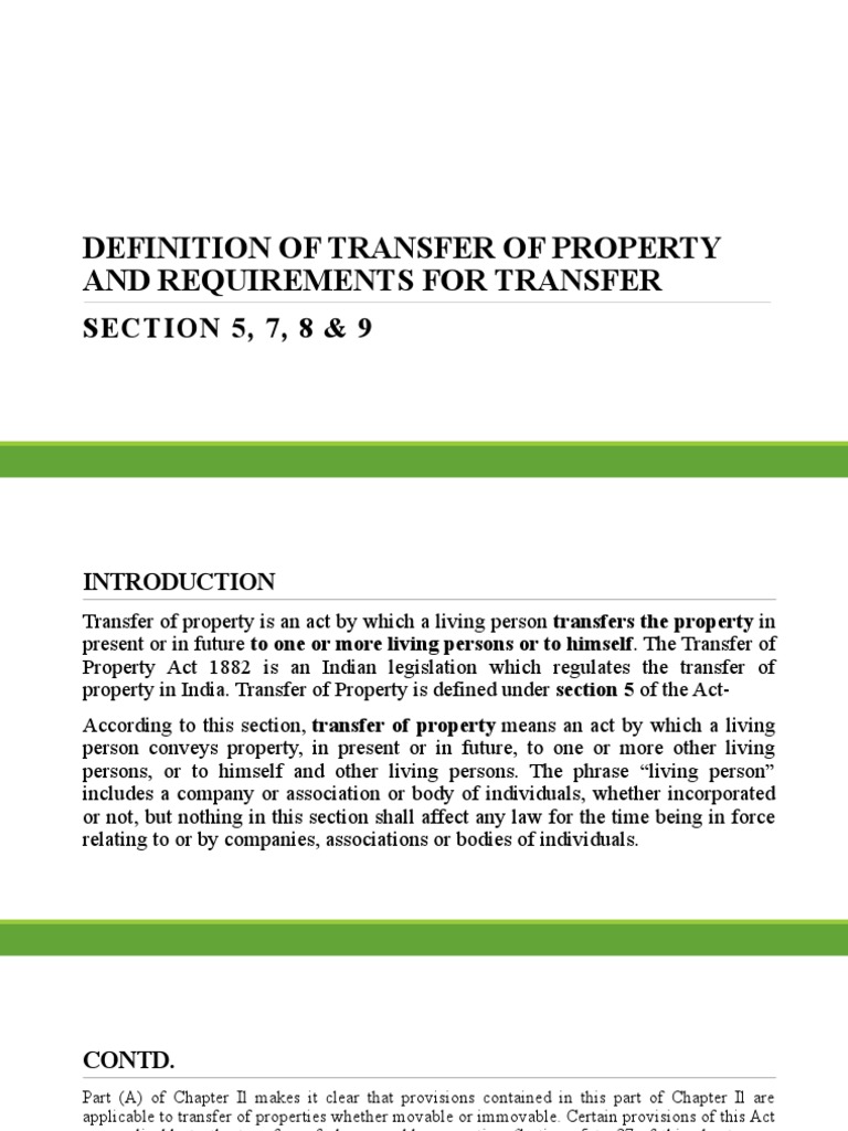Meaning And Definition Of Transfer Of Property