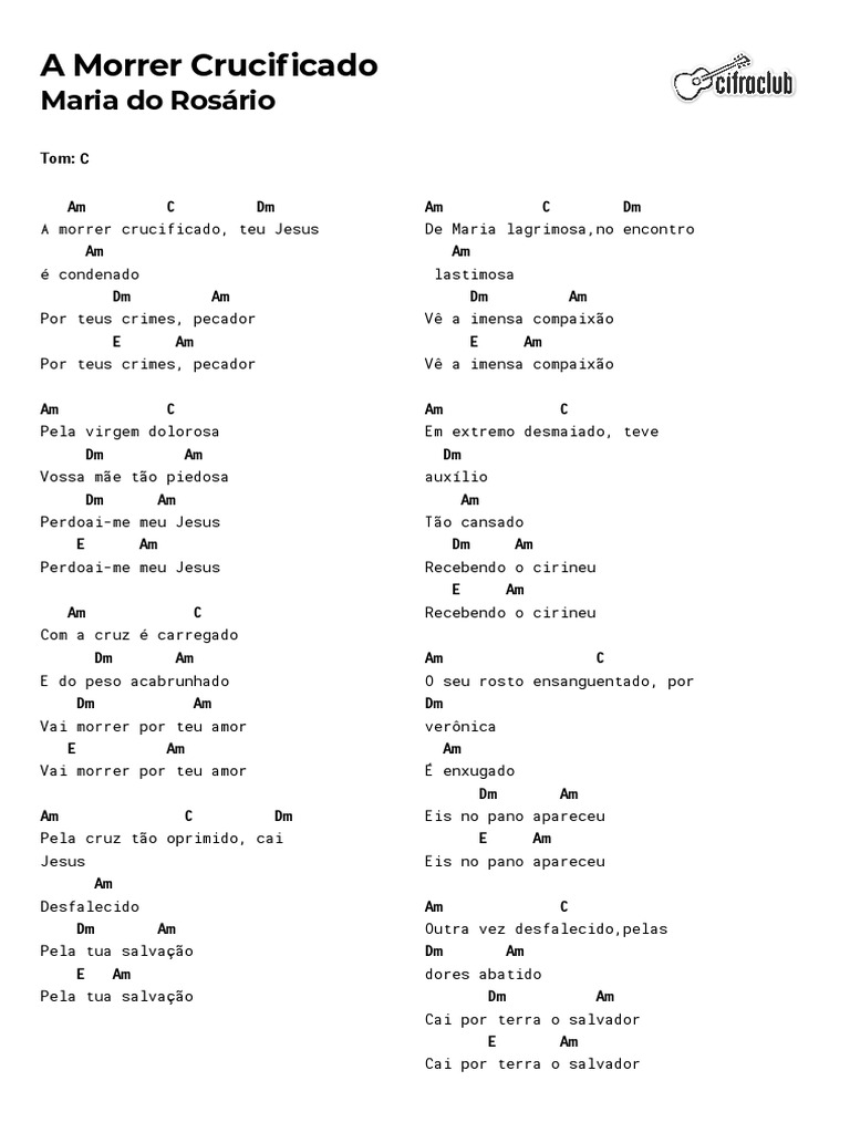 Cifras e Letra: A Morrer Crucificado | PDF