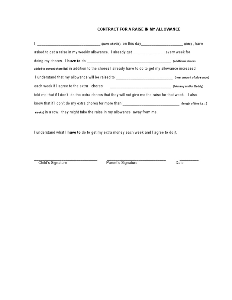 Allowance Raise Agreement Template | PDF