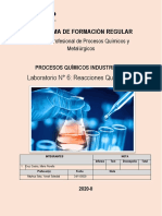 Laboratorio #6: Reacciones Químicas II: Programa de Formación Regular