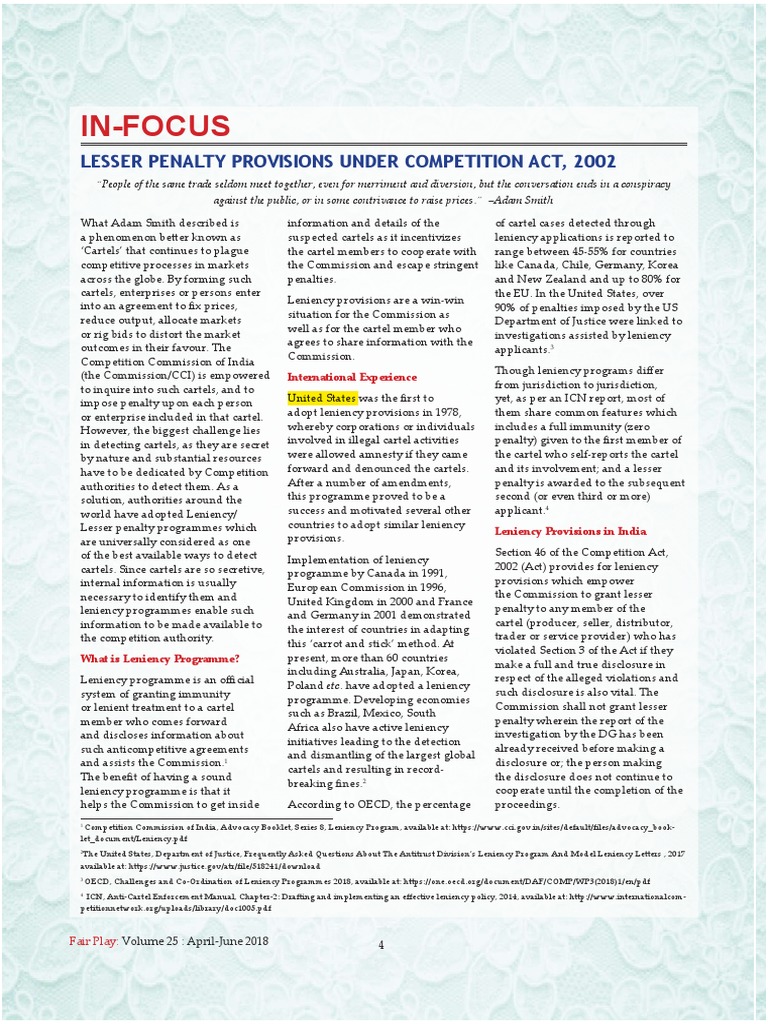 Leniency Provisions in India's Competition Act | PDF | Cartel ...
