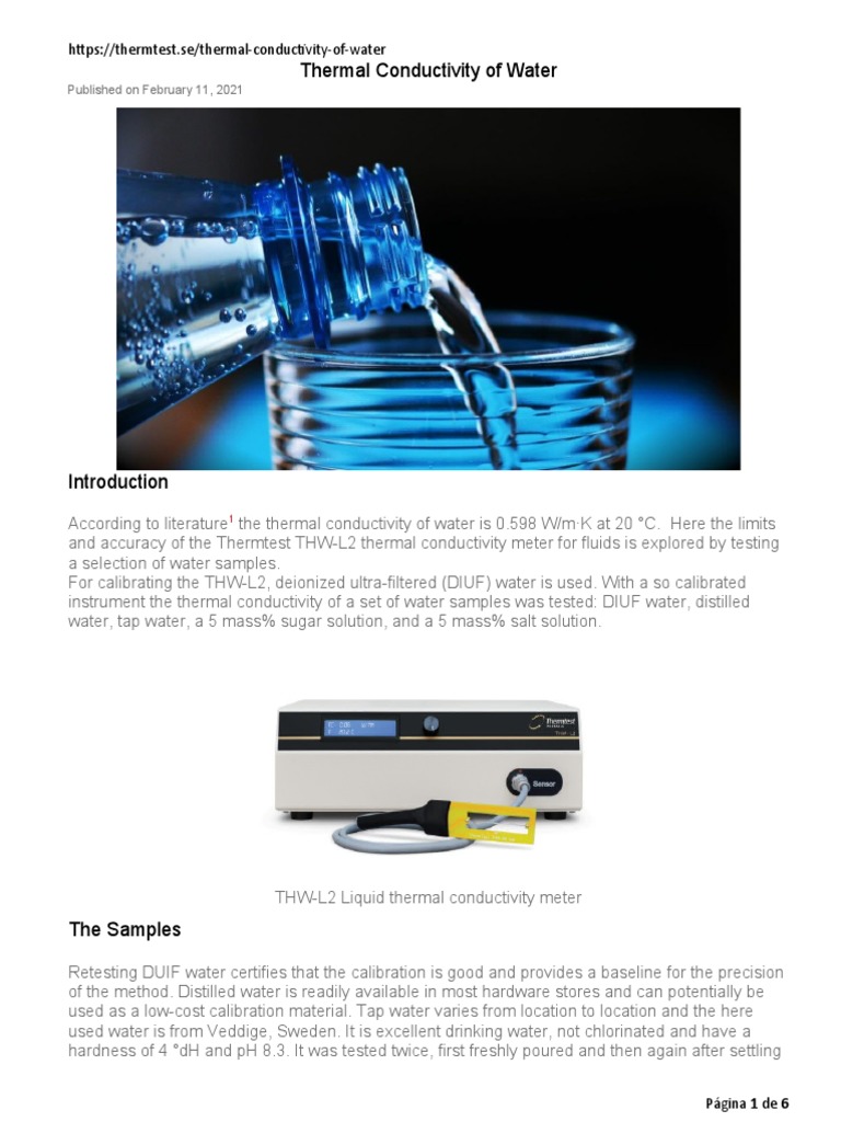 Thermal Conductivity of Water PDF Water Thermal Conductivity