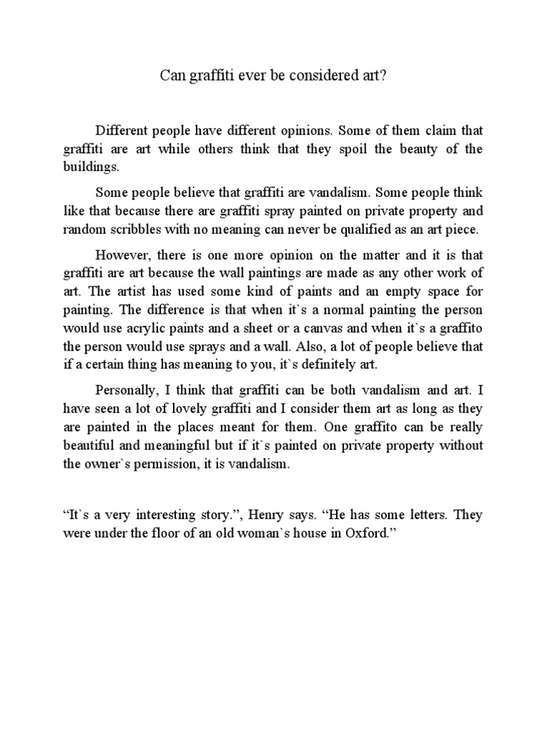 Can Graffiti Ever Be Considered Art PDF