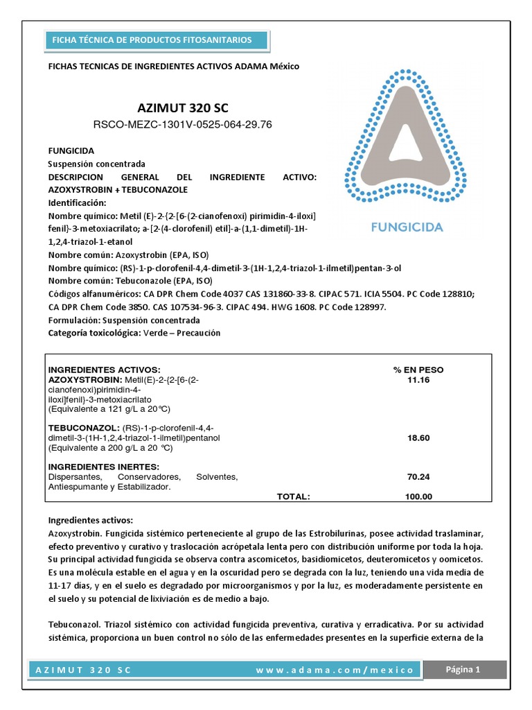 Azimut 320 SC: RSCO-MEZC-1301V-0525-064-29.76 | PDF | Pesticida | Agua