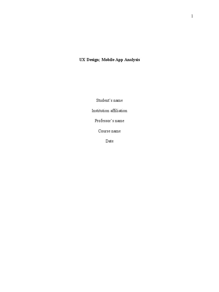 UX Design Mobile App Analysis | PDF