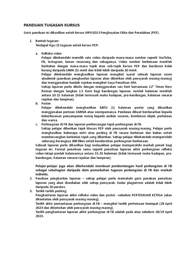 Panduan kerja kursus pdf