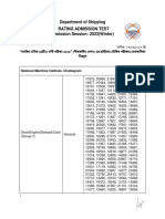 Department of Shipping Rating Admission Test Admission Session: 2023 (Winter)