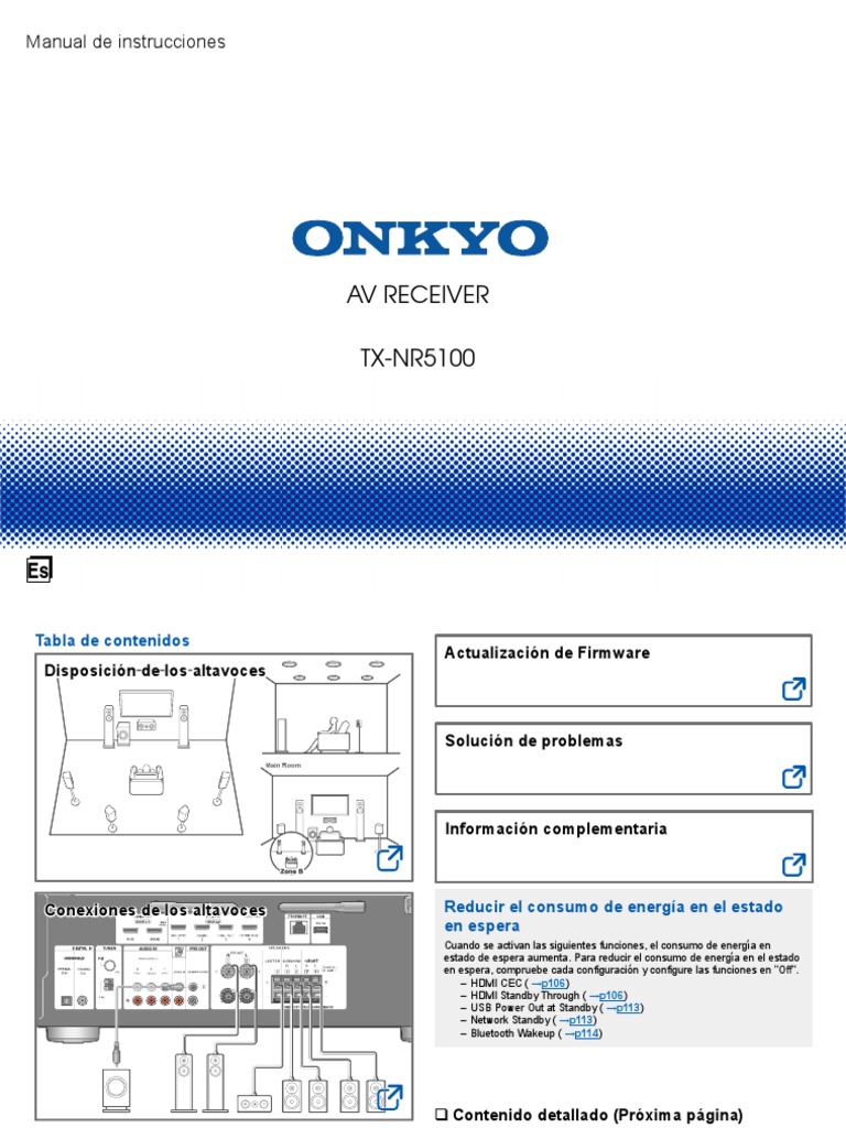 Av Receiver TXNR5100 Manual de Instrucciones PDF USB Hdmi