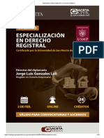 Diplomado de Especialización en Derecho Registral