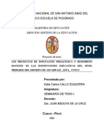 Universidad Nacional de San Antonio Abad Del Cusco Escuela de Posgrado Maestría en Educación Mención Gestión de La Educación