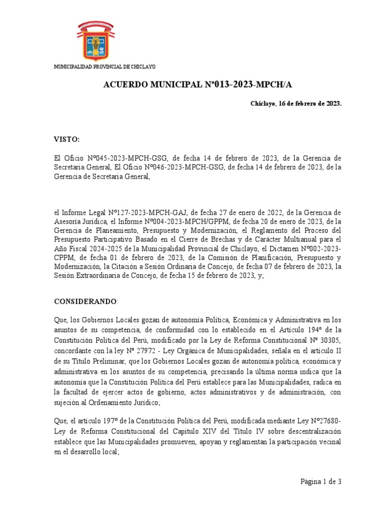 Am. #013-2023 - Convenio Interinstitucional MPCH y Minam | PDF ...