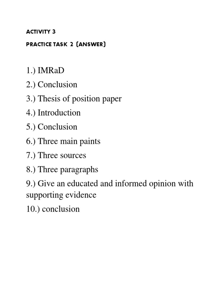 IMRaD Structure Position Paper Outline | PDF