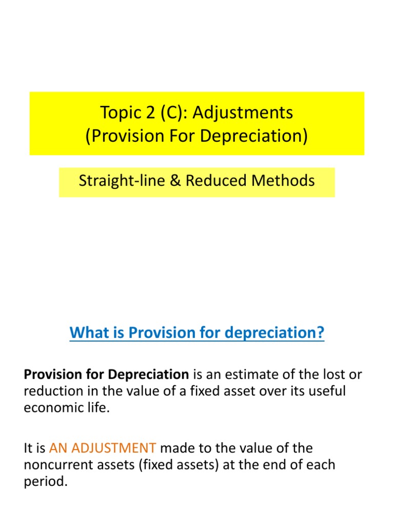 Topic 2C - Provision For Depreciation Account | PDF | Depreciation ...