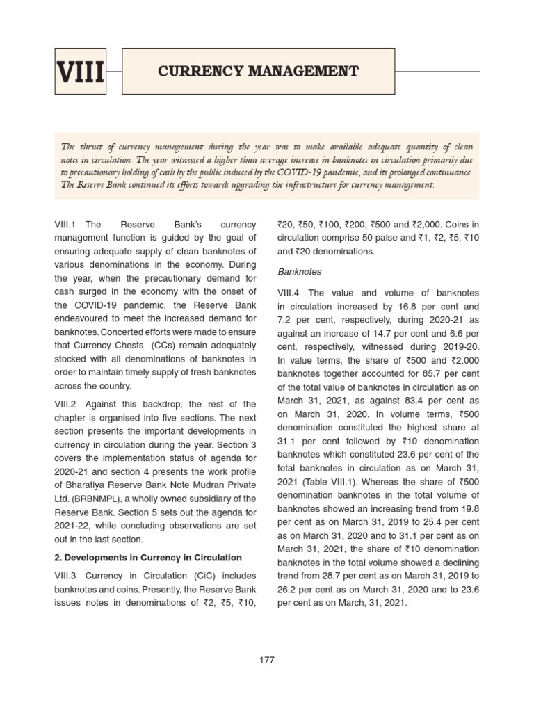 Currency Management Insights | PDF | Reserve Bank Of India | Currency